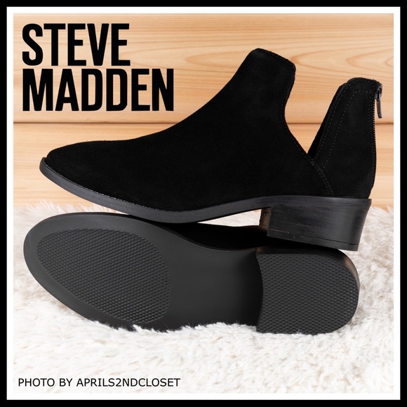 STEVE MADDEN ANKLE BOOTIES BLACK SUEDE BOOTS A2C - Picture 8 of 8